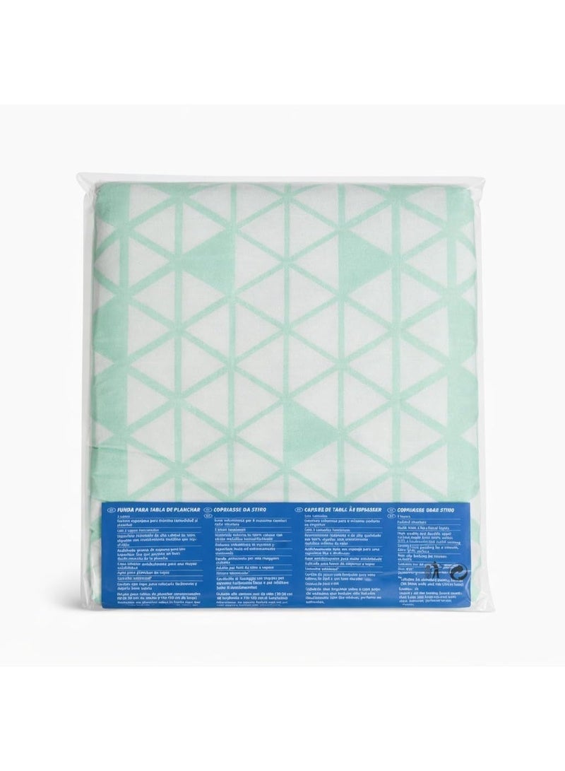 Heat-resistant ironing board cover made of premium material, easy to install, clean surface, fits ironing board size 120 x 38 cm, multi-colored striped design, for home and laundry use, heavy linen (white and green). - Image 2